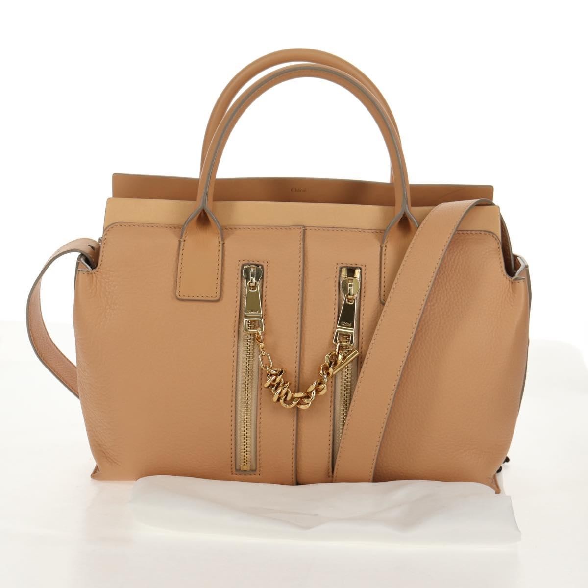 Chloe Cate Satchel Leather, Beige, Leather, Tote Bag