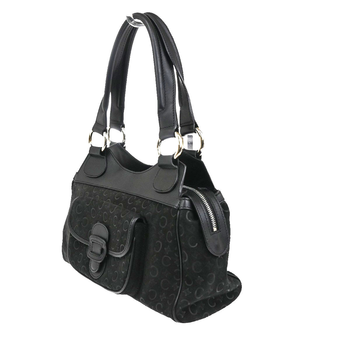 Celine C Macadam Handbag Suede, Black, Suede, Shoulder Bag