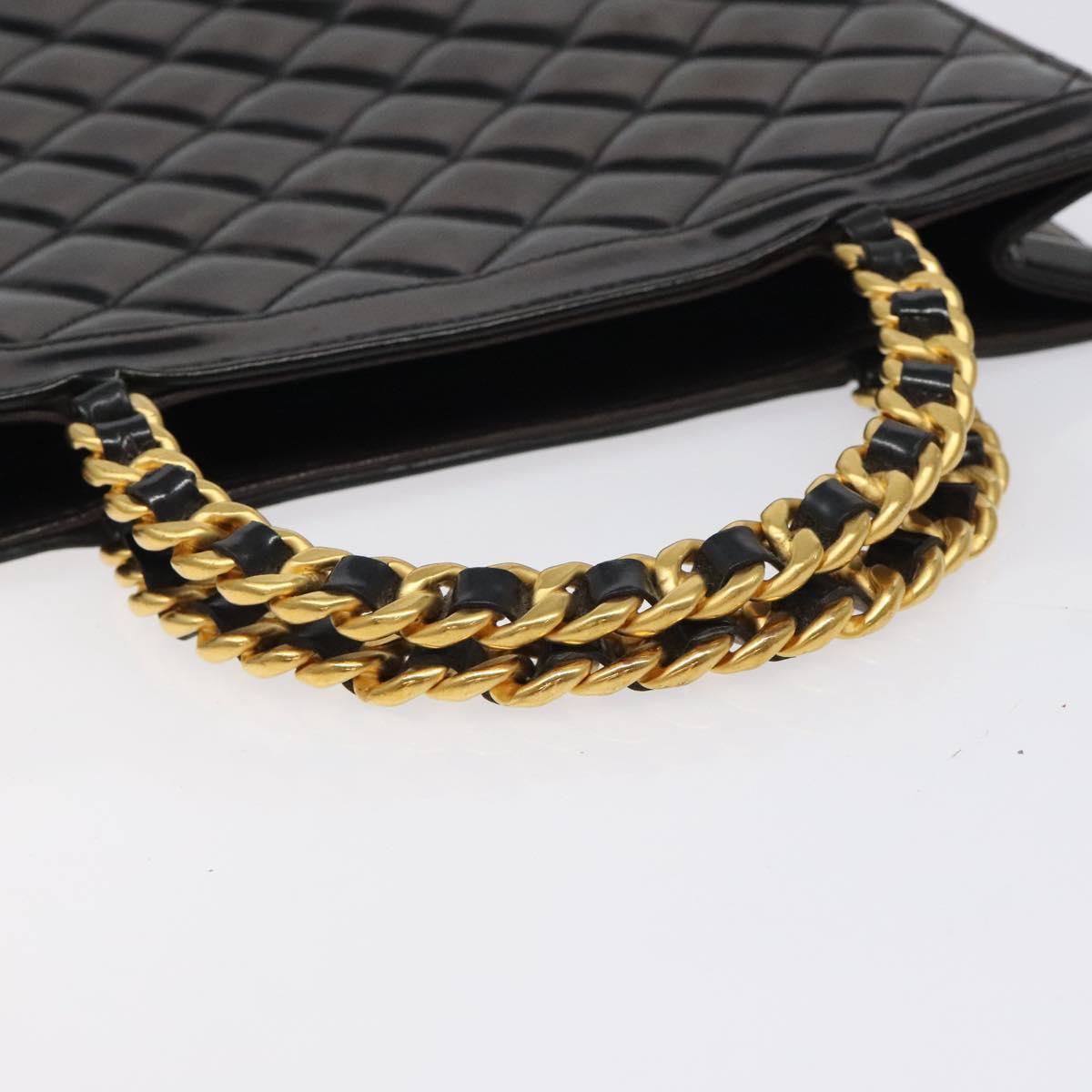 Chanel Vintage Chain Handle Tote Patent leather, BLACK, PATENT_LEATHER, Tote bag
