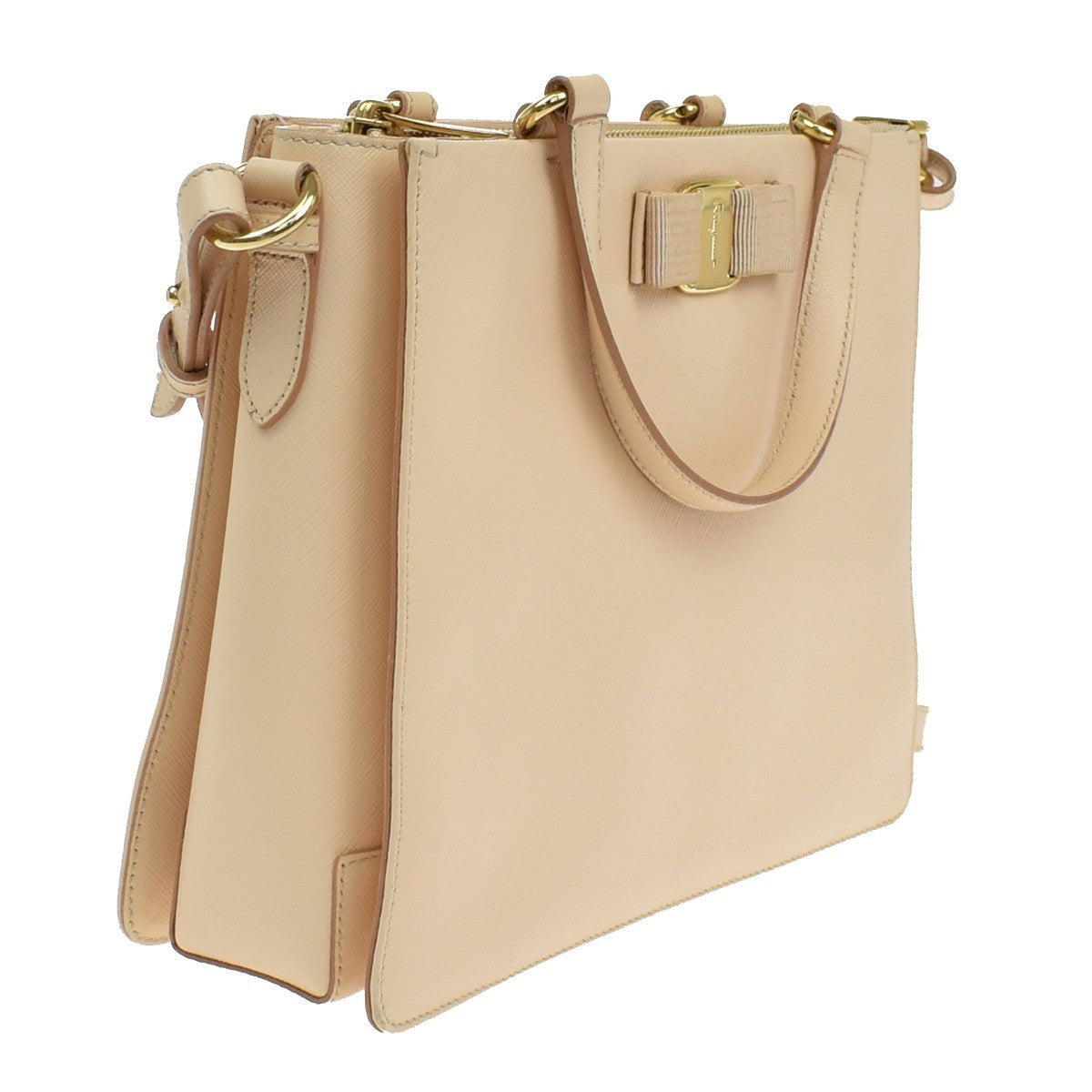 Salvatore Ferragamo Vara Bow Top Handle Convertible Tote Leather, PINK, LEATHER, Handbag