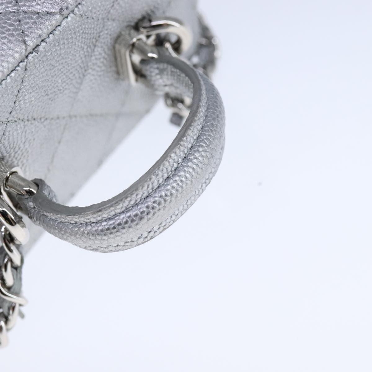 Chanel Classic Vanity Case with Chain Quilted Caviar, Silver, Leather, Shoulder Bag