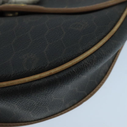 Christian Dior Vintage Honeycomb Flap Crossbody Bag Canvas and Leather, BLACK, CANVAS, Crossbody bag