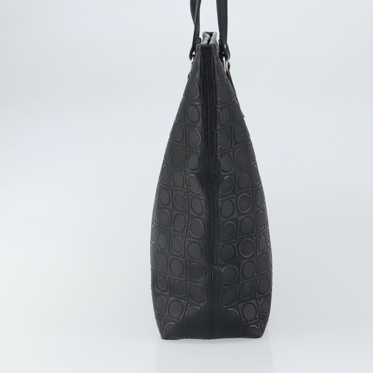 Salvatore Ferragamo Gancini Tote Leather, BLACK, LEATHER, Tote bag