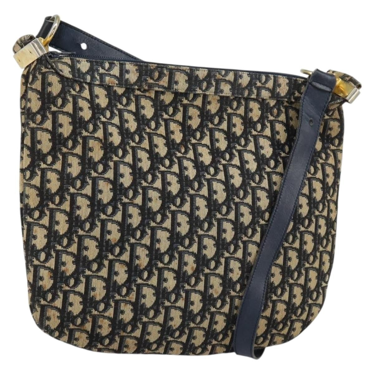 Christian Dior Vintage Trotter Shoulder Bag Canvas, NAVY, CANVAS, Shoulder bag