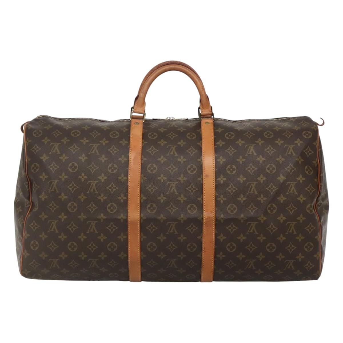 Louis Vuitton Keepall Bag Monogram Canvas, BROWN, CANVAS, Travel bag