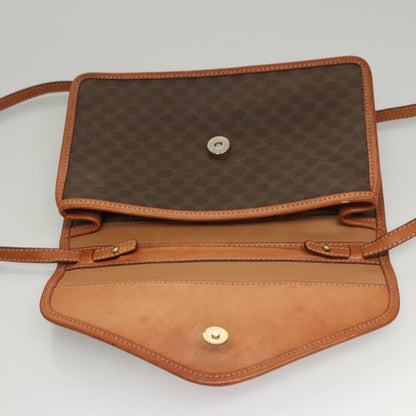 Celine Vintage Macadam Shoulder Bag Canvas and Leather, Brown, Canvas, Shoulder Bag