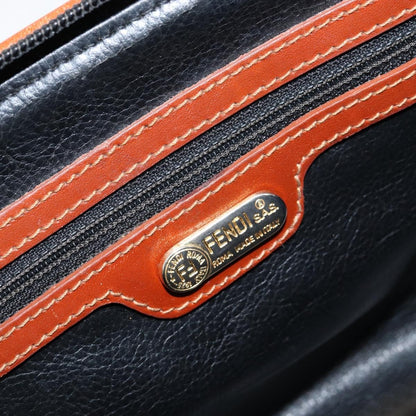 Fendi Vintage Pequin Convertible Boston Bag Coated Canvas, BLACK, CANVAS, Handbag