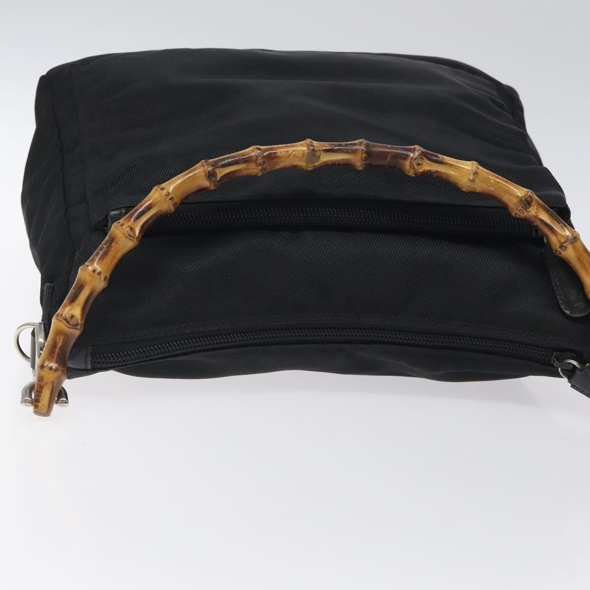 Gucci Vintage Bamboo Shoulder Bag Nylon, BLACK, NYLON, Shoulder bag