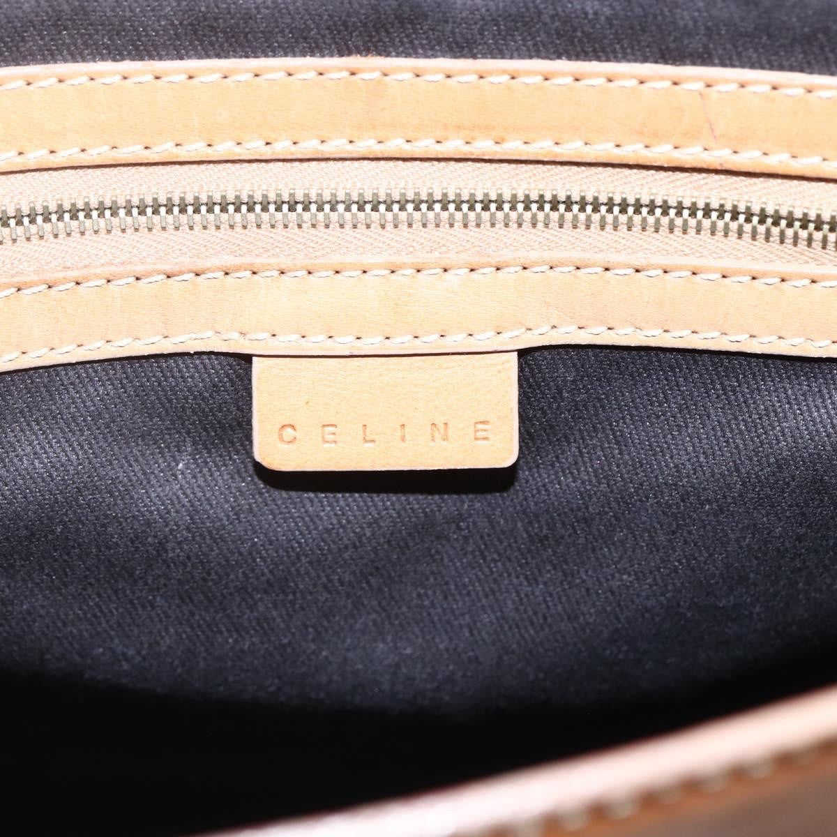 Celine Vintage Macadam Handbag Canvas and Leather, BROWN, CANVAS, Handbag