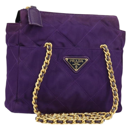 Prada Re-Edition 1995 Chain Tote Quilted Re-Nylon, Purple, Nylon, Shoulder Bag