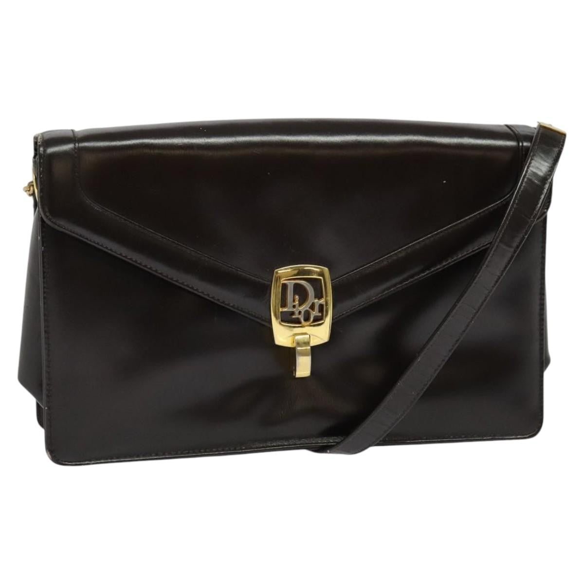 Christian Dior Vintage Shoulder Bag Leather, BROWN, LEATHER, Shoulder bag