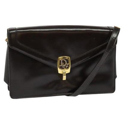 Christian Dior Vintage Shoulder Bag Leather, BROWN, LEATHER, Shoulder bag