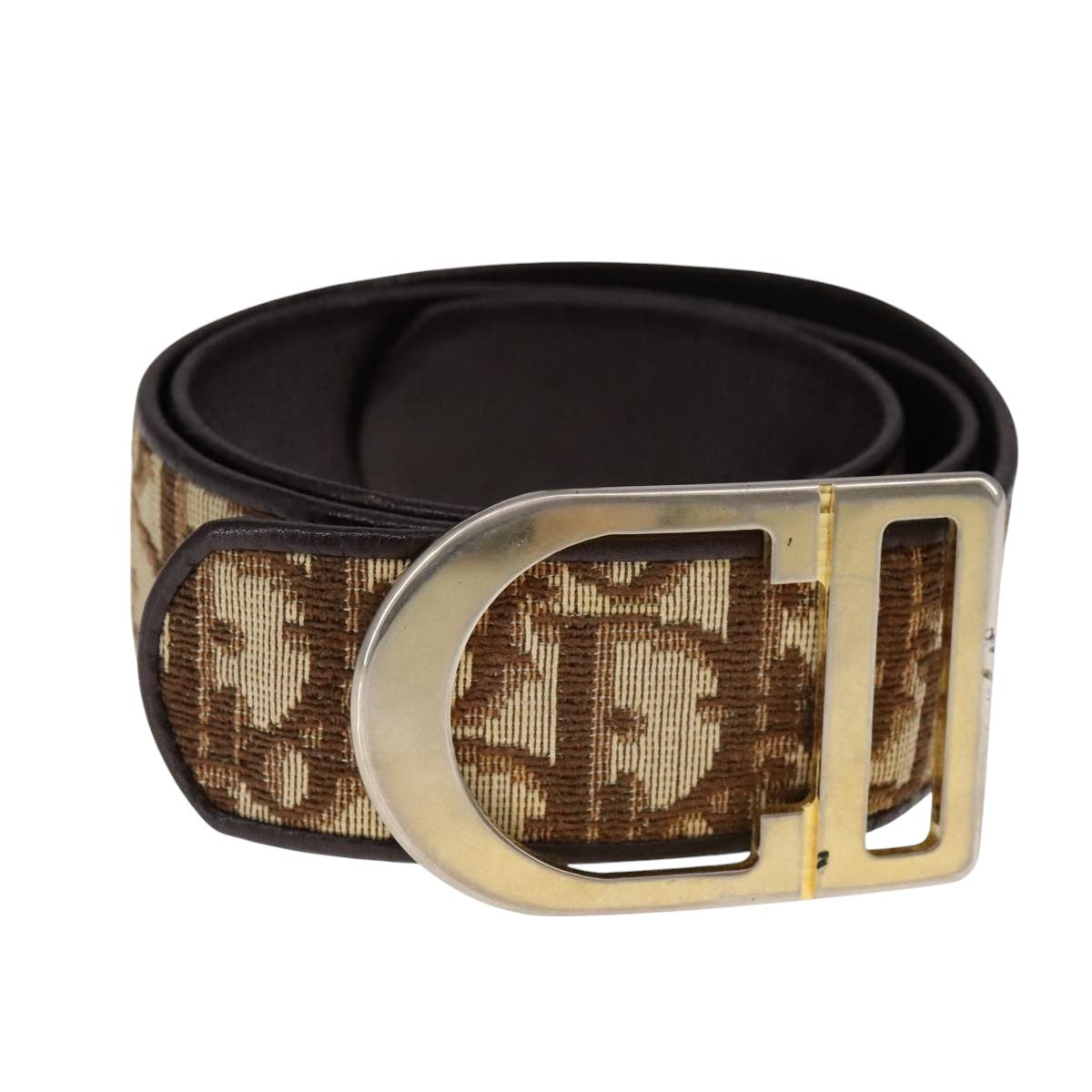 Christian Dior D Buckle Belt Canvas and Leather, BROWN, CANVAS, Belts