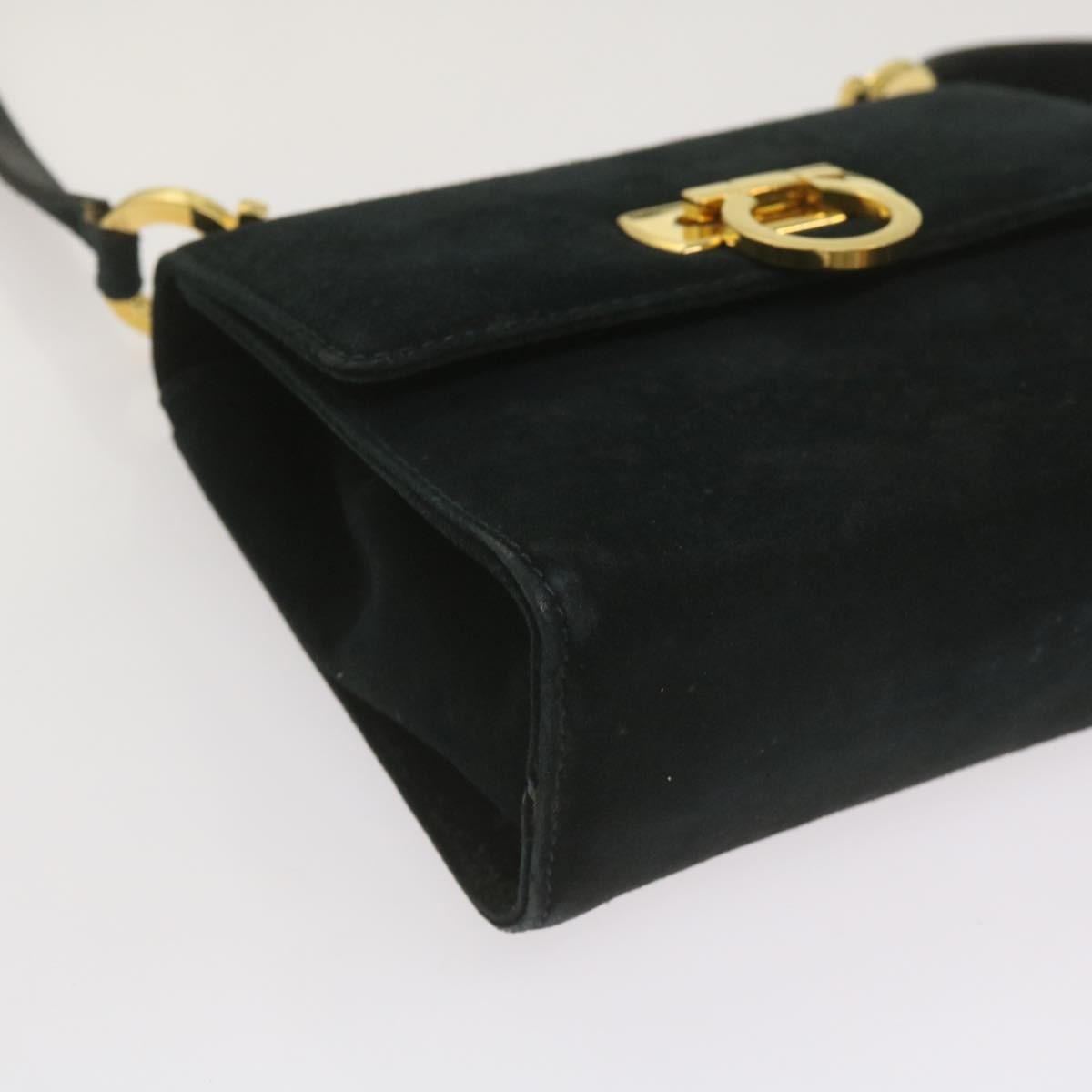 Salvatore Ferragamo Gancini Shoulder Bag Suede, BLACK, SUEDE, Shoulder bag