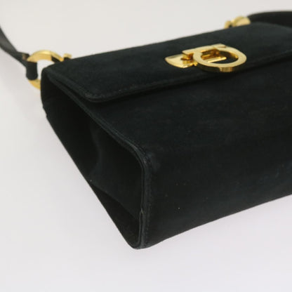 Salvatore Ferragamo Gancini Shoulder Bag Suede, BLACK, SUEDE, Shoulder bag