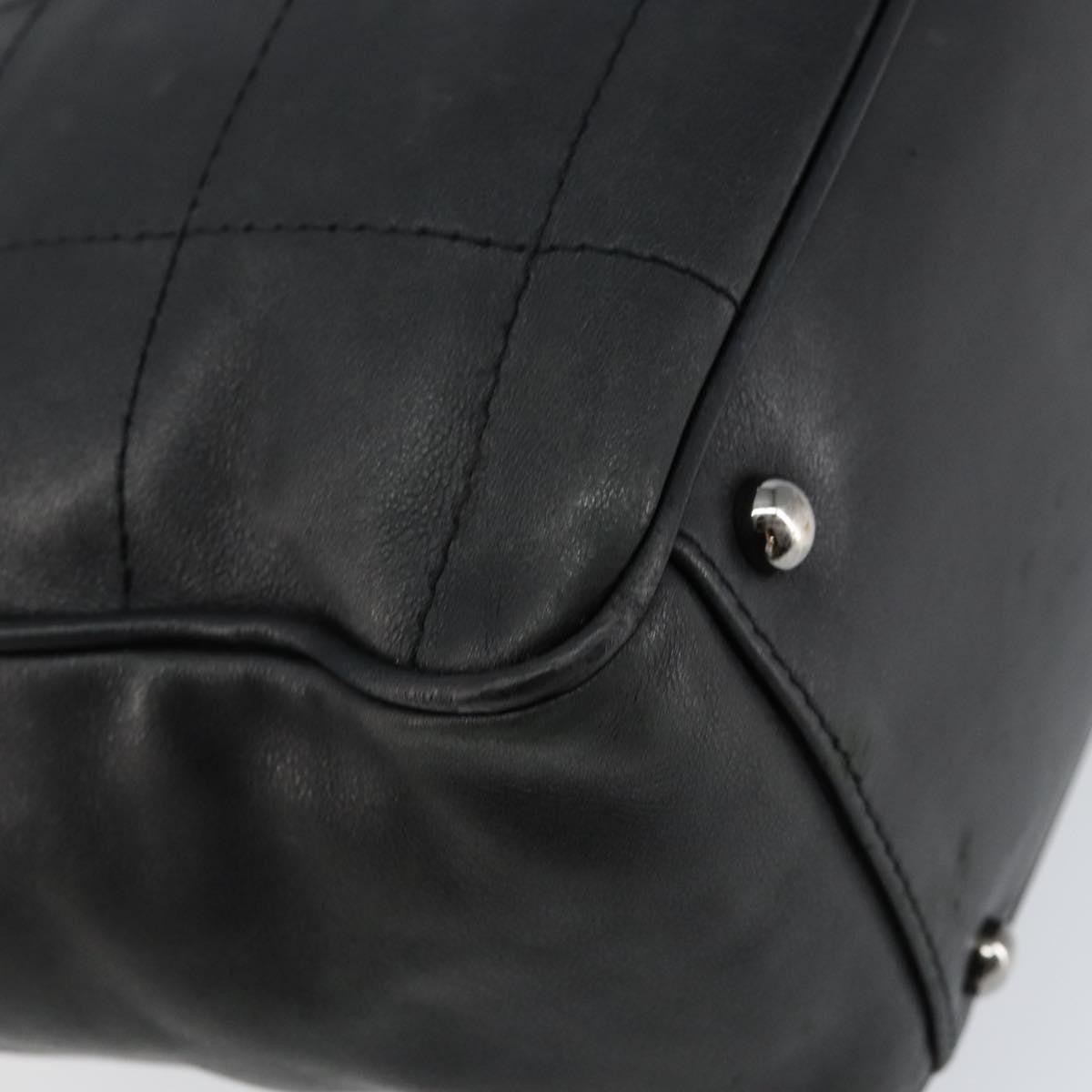 Chanel Square Stitch Tote Quilted Leather, BLACK, LEATHER, Tote bag