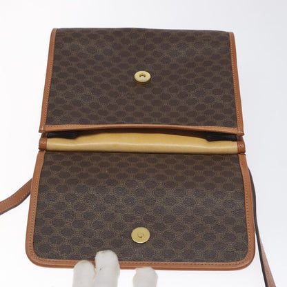 Celine Vintage Macadam Shoulder Bag Canvas and Leather, Brown, Canvas, Shoulder Bag