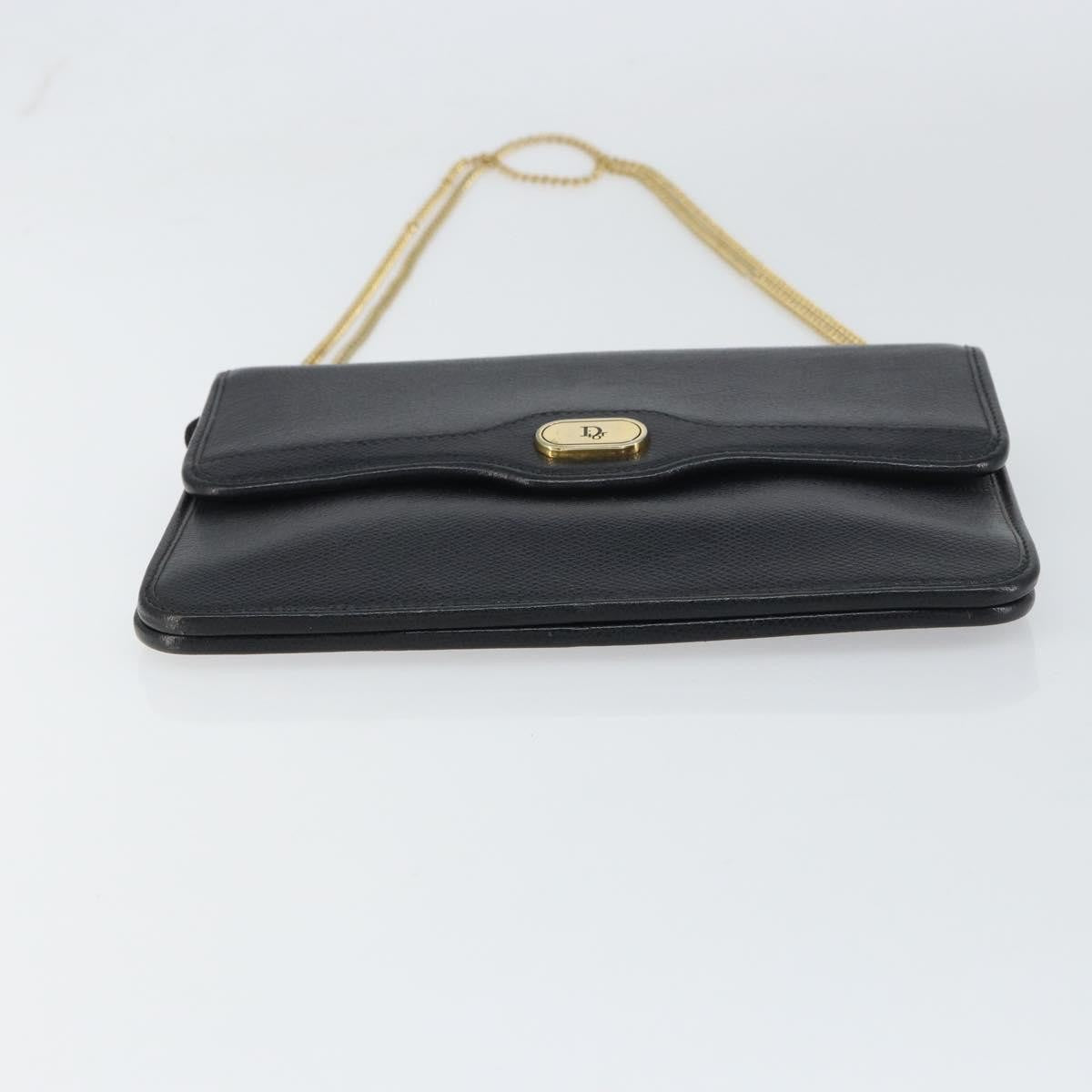 Christian Dior Vintage CD Chain Flap Shoulder Bag Leather, BLACK, LEATHER, Shoulder bag