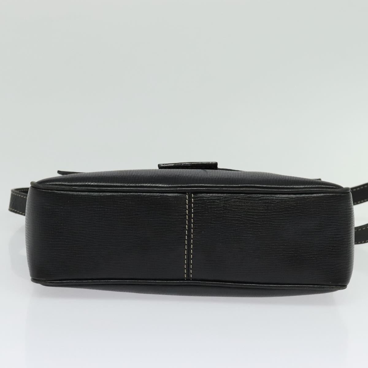 Celine Vintage Circle Logo Crossbody Bag Leather, BLACK, LEATHER, Crossbody bag