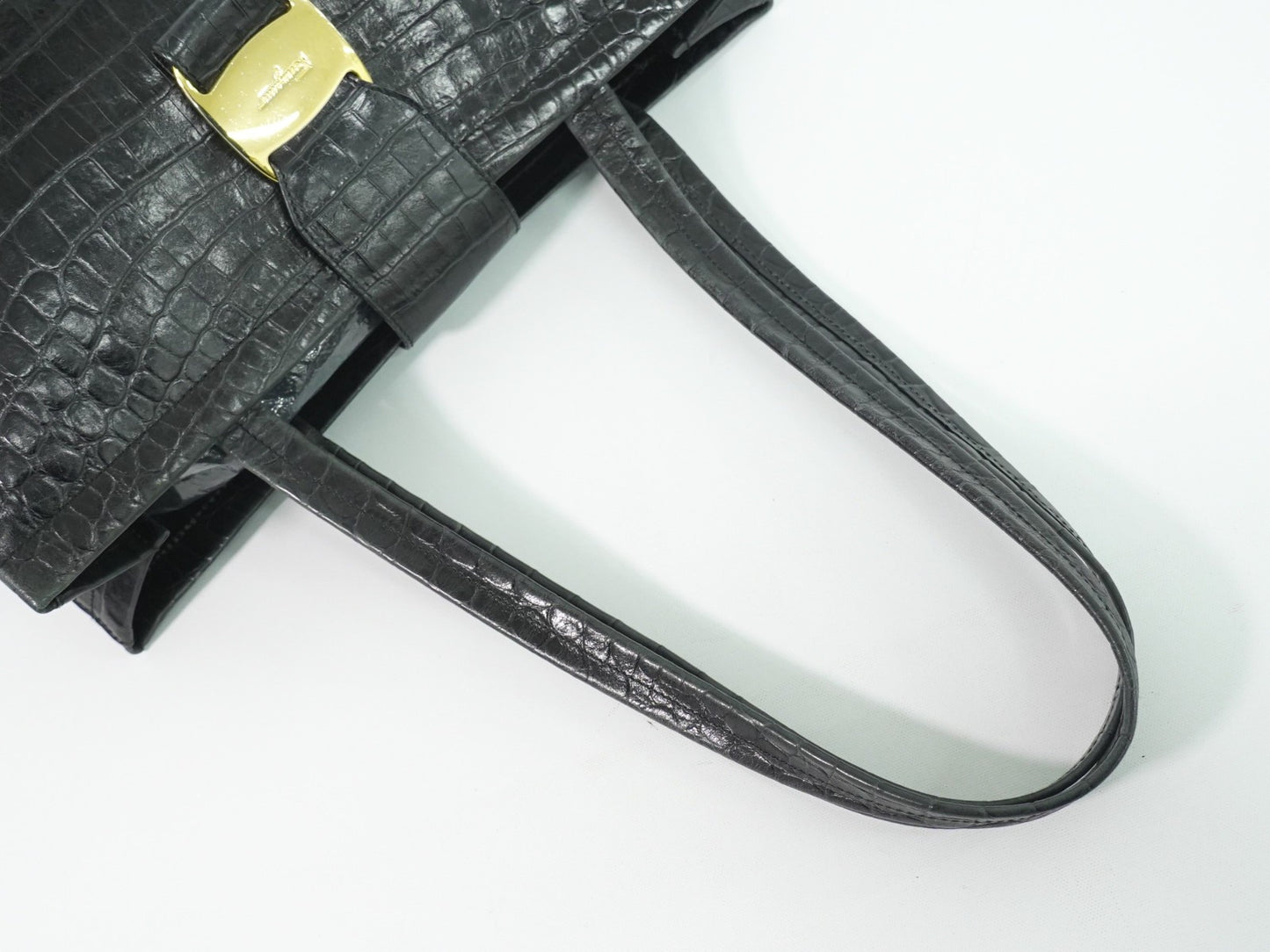 Salvatore Ferragamo Vara Tote Embossed Leather, BLACK, LEATHER, Tote bag