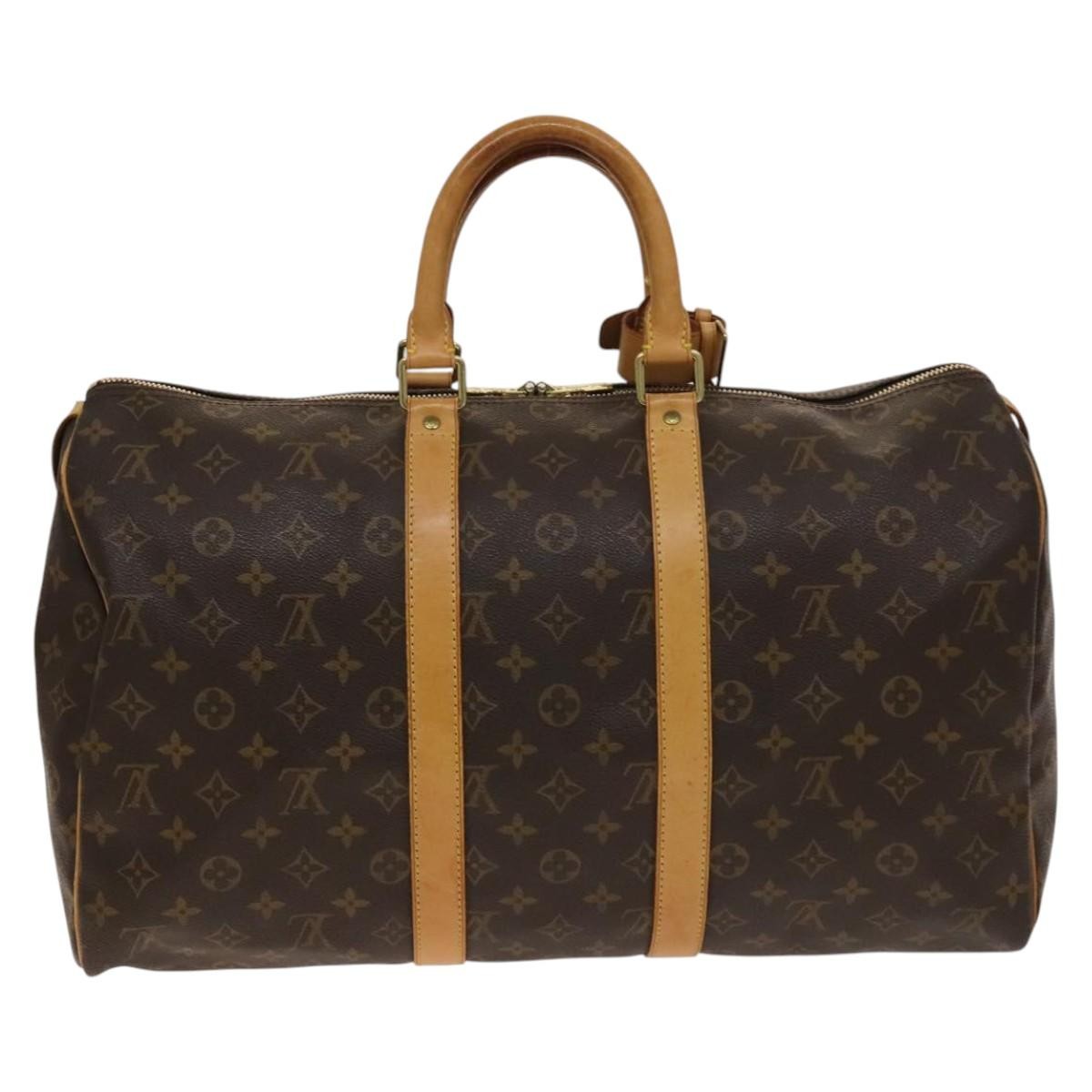 Louis Vuitton Keepall Bag Monogram Canvas, BROWN, CANVAS, Travel bag
