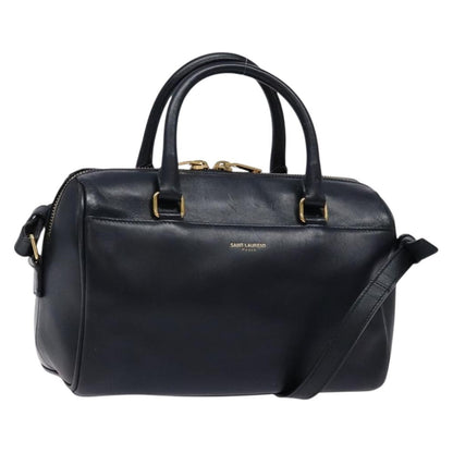 Saint Laurent Classic Baby Duffle Bag Leather, NAVY, LEATHER, Handbag