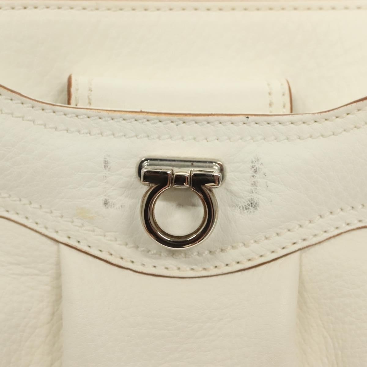 Salvatore Ferragamo Gancini Shoulder Bag Leather, WHITE, LEATHER, Shoulder bag