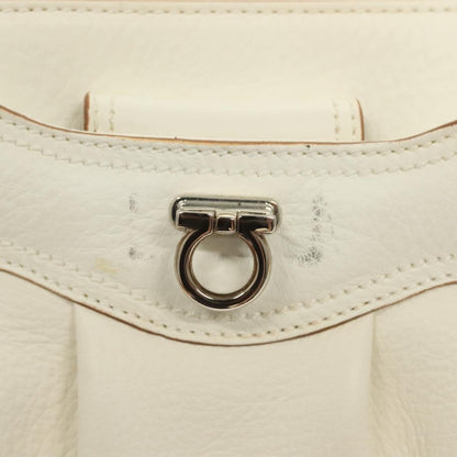 Salvatore Ferragamo Gancini Shoulder Bag Leather, WHITE, LEATHER, Shoulder bag