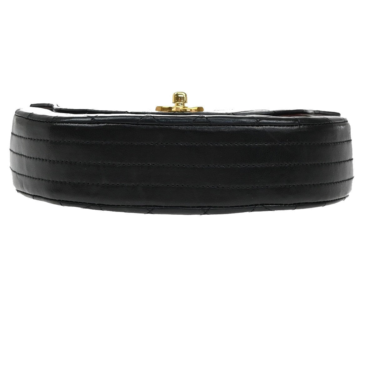 Chanel Vintage Half Moon Flap Bag Quilted lambskin, BLACK, LEATHER, Shoulder bag