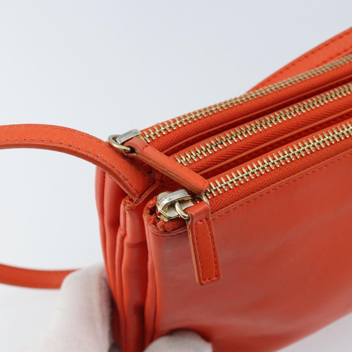 Celine Trio Crossbody Bag Leather, ORANGE, LEATHER, Shoulder bag