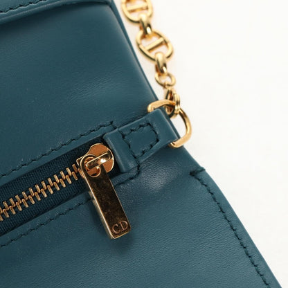 Christian Dior DiorDouble Chain Bag Leather, BLUE, LEATHER, Shoulder bag