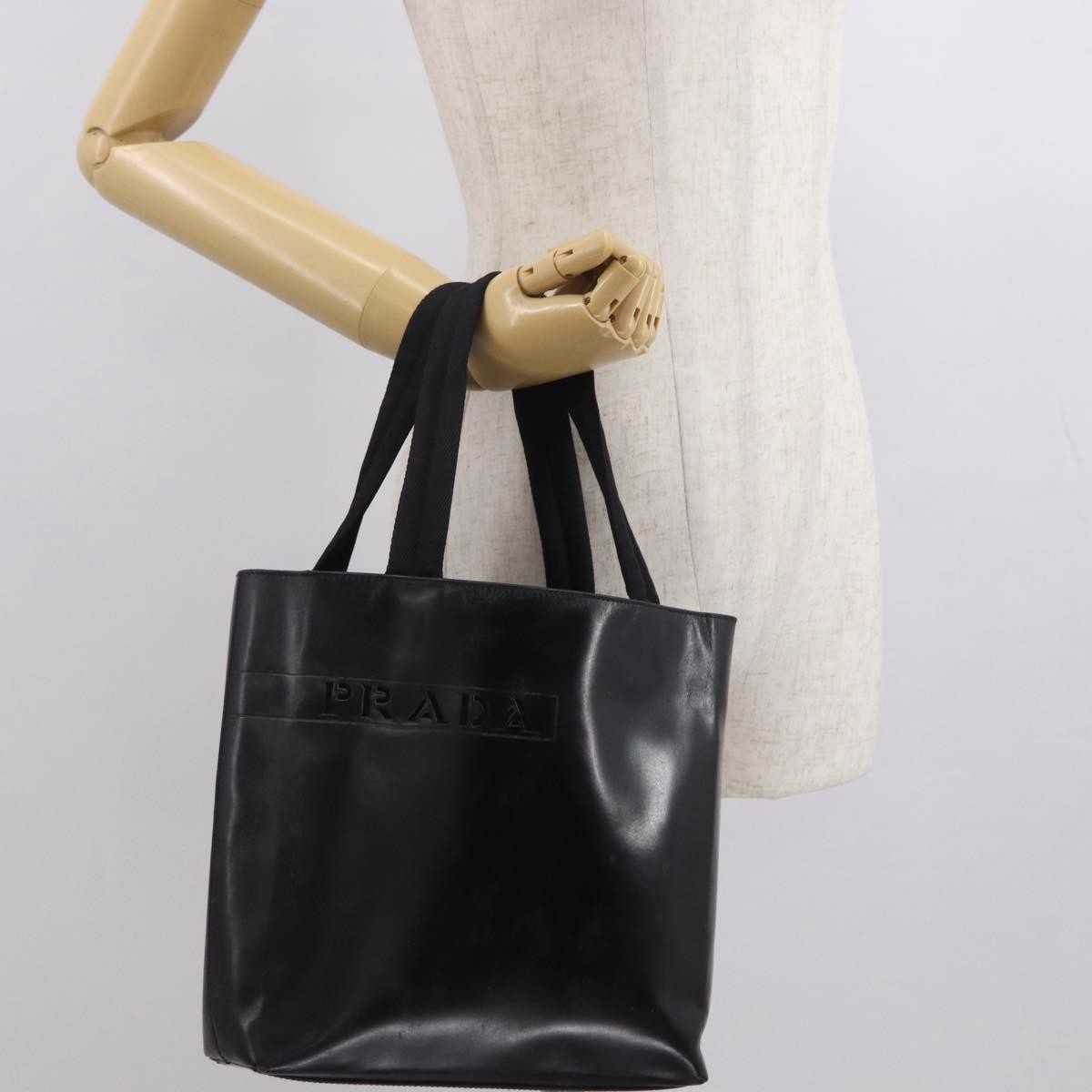 Prada Vintage Tote Leather, BLACK, LEATHER, Tote bag