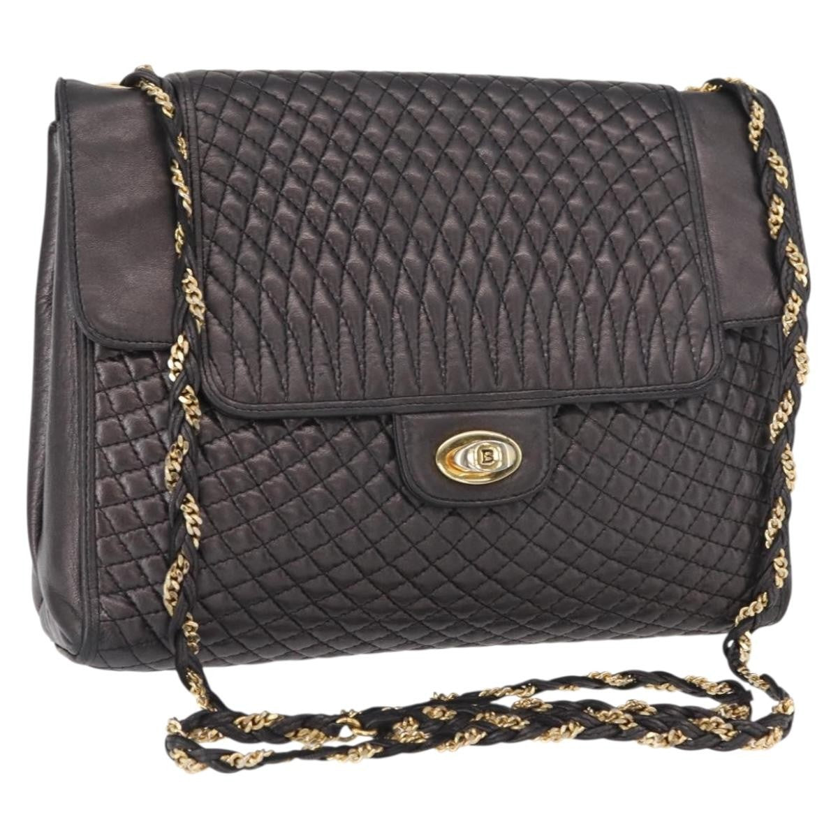Bally Vintage Shoulder Bag Leather, BLACK, LEATHER, Shoulder bag