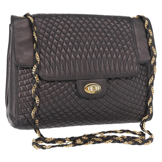 Bally Vintage Shoulder Bag Leather, BLACK, LEATHER, Shoulder bag