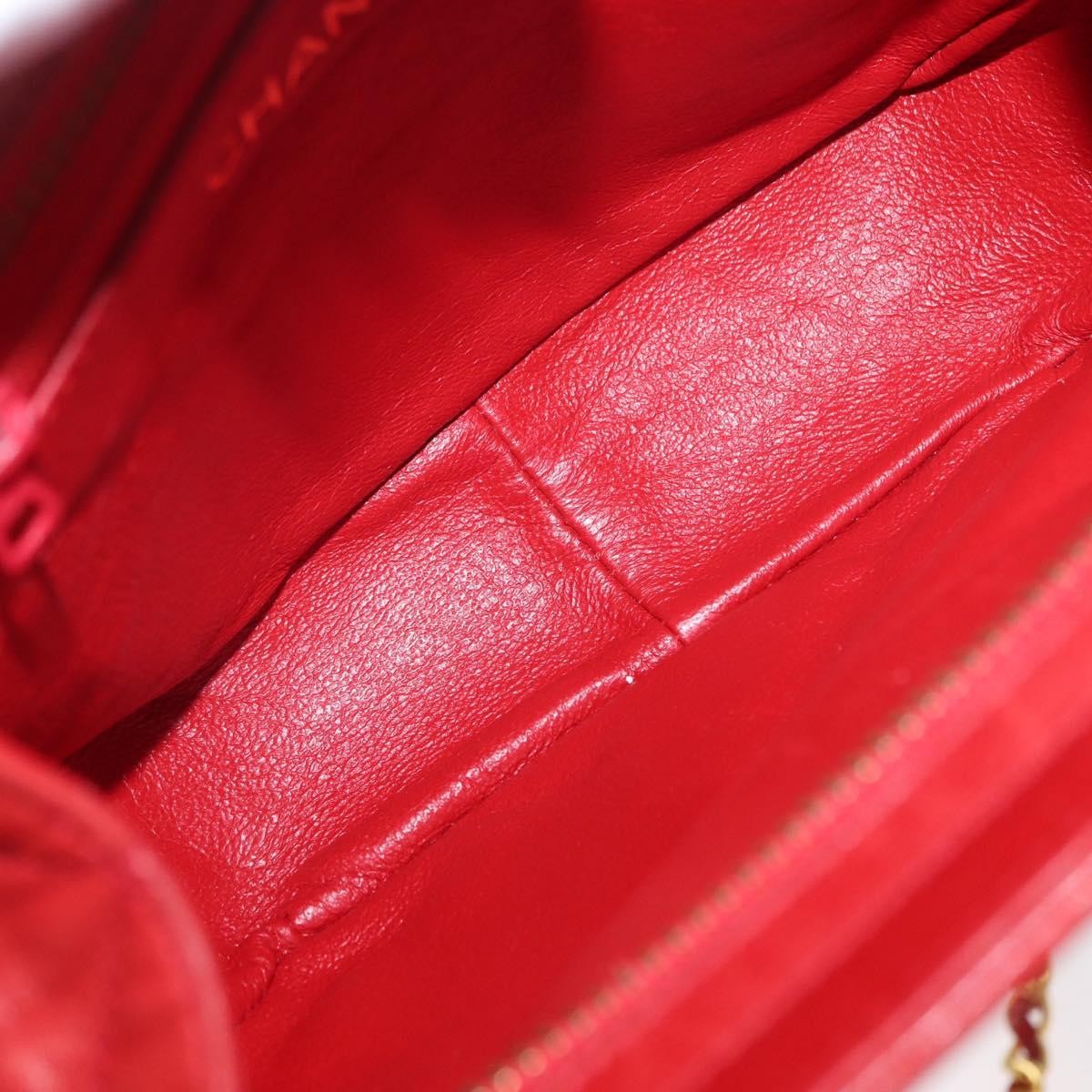 Chanel Vintage Diamond CC Tassel Shoulder Bag Quilted Leather, RED, LEATHER, Shoulder bag