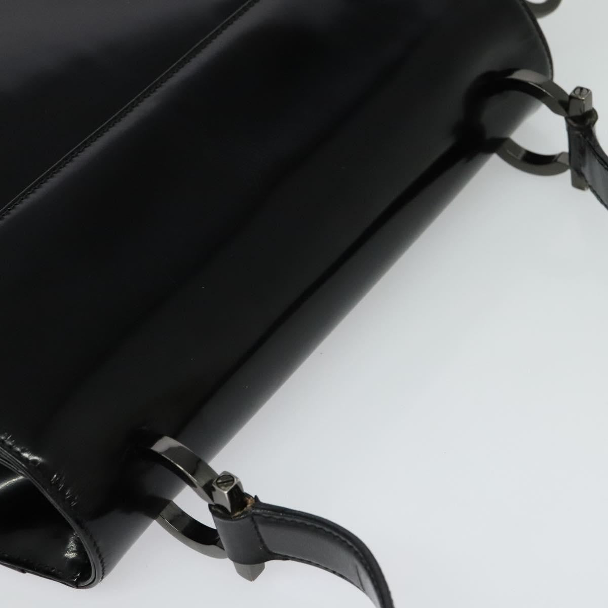Salvatore Ferragamo Gancini Shoulder Bag Patent Leather, BLACK, PATENT_LEATHER, Shoulder bag