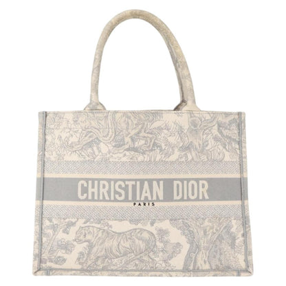 Christian Dior Book Tote Embroidered Canvas, GRAY, CANVAS, Tote bag