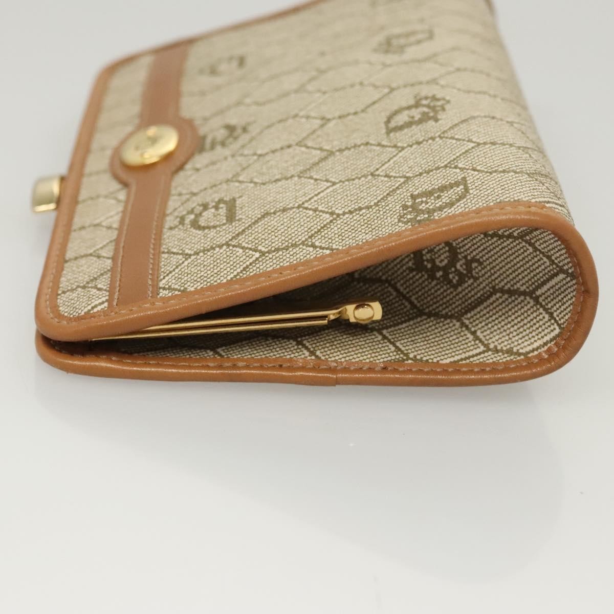 Christian Dior Vintage Honeycomb Zip Pouch Coated Canvas, BEIGE, PVC, Clutche & pouche