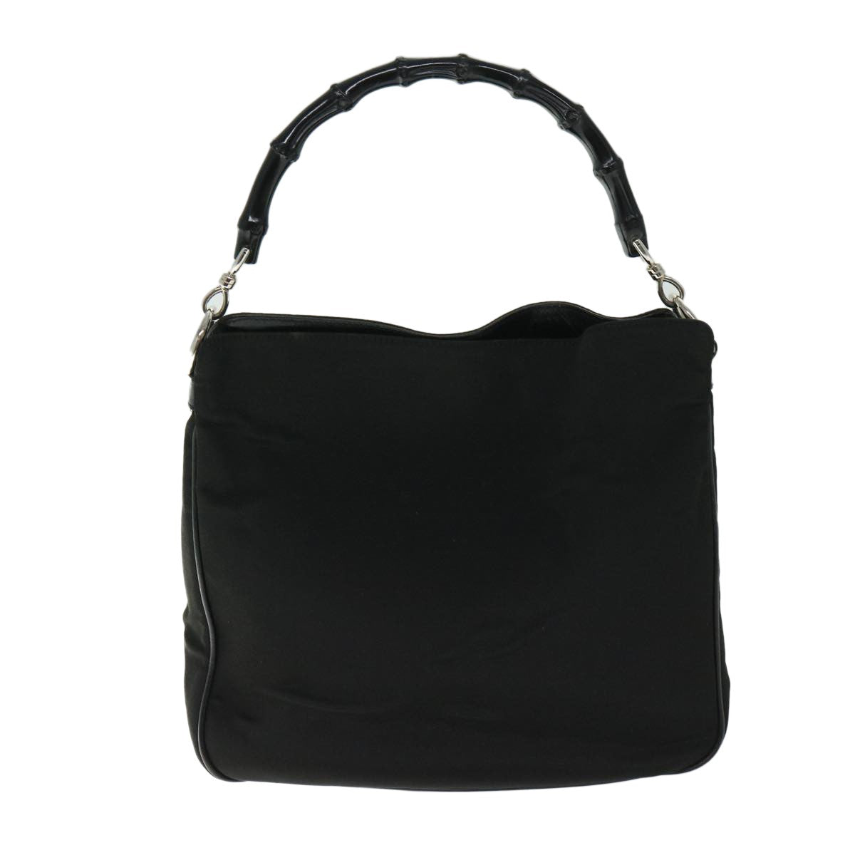 Gucci Vintage Bamboo Handle Bag Nylon, Black, Nylon, Handbag