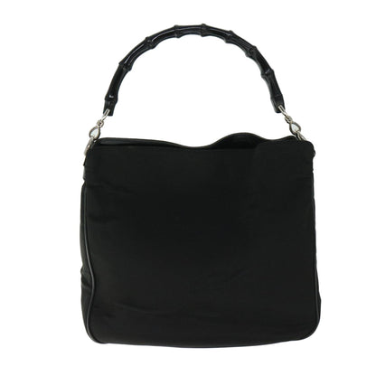 Gucci Vintage Bamboo Handle Bag Nylon, Black, Nylon, Handbag