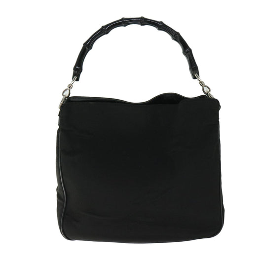 Gucci Vintage Bamboo Handle Bag Nylon, Black, Nylon, Handbag