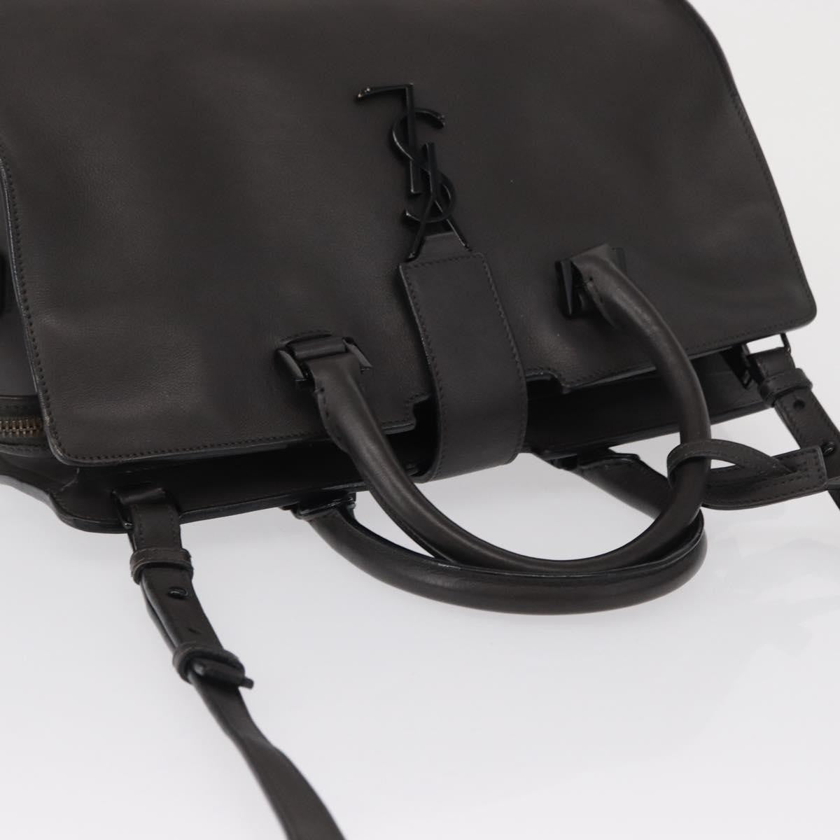 Saint Laurent Monogram Cabas Leather, GRAY, LEATHER, Tote bag