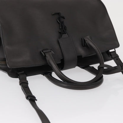 Saint Laurent Monogram Cabas Leather, GRAY, LEATHER, Tote bag