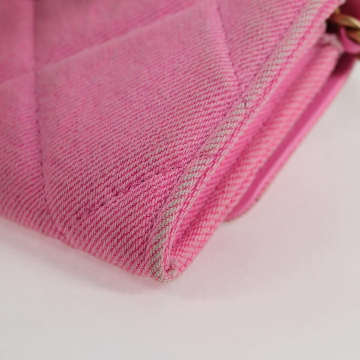 Chanel 19 Flap Coin Purse With Chain Quilted Denim, PINK, CANVAS, Wallets
