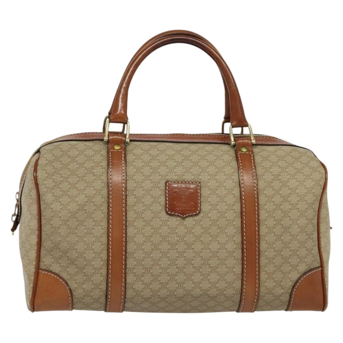 Celine Vintage Duffle Bag Macadam Coated Canvas, BEIGE, CANVAS, Travel bag