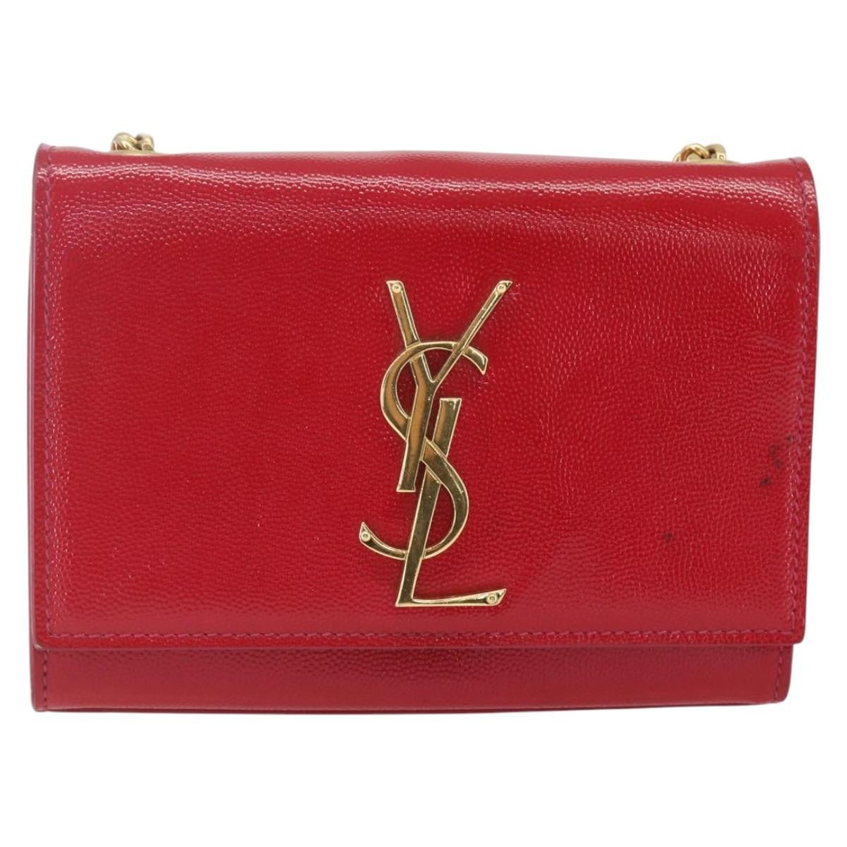 Saint Laurent Classic Monogram Crossbody Bag Grainy Leather, RED, LEATHER, Clutche & pouche
