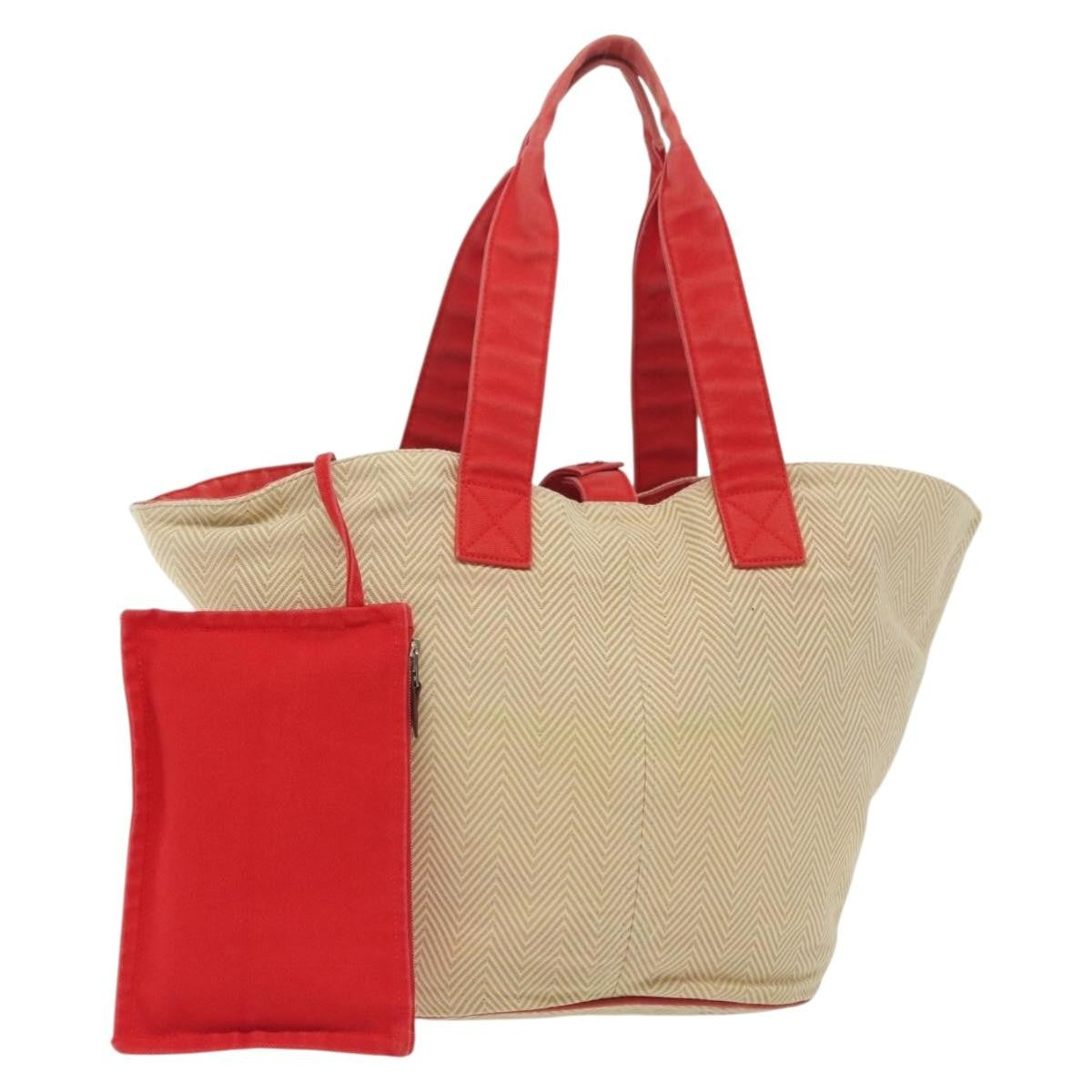 Hermes Panier De Plage Handbag Canvas, BEIGE, CANVAS, Tote bag