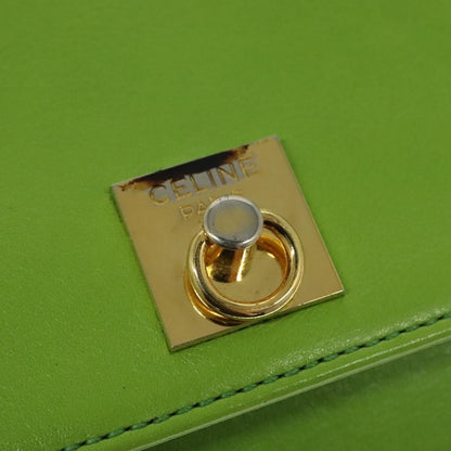 Celine Flap Shoulder Bag Leather, GREEN, LEATHER, Shoulder bag