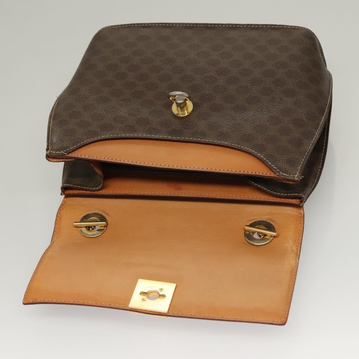 Celine Macadam Handbag Macadam with leather, BROWN, CANVAS, Handbag