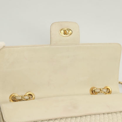 Bally Vintage Chain Shoulder Bag Quilted Leather, WHITE, LEATHER, Shoulder bag